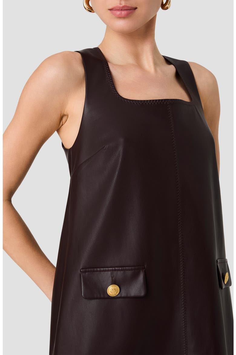 Madeline Faux Leather Sleeveless Shift Dress, Alternate, color, COCOA BROWN