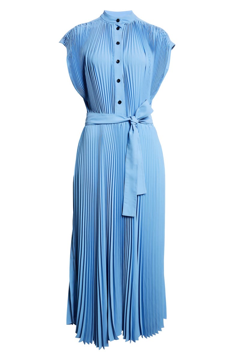 Proenza Schouler Farah Pleated Technical Crepe Midi Dress, Alternate, color, Sky Blue
