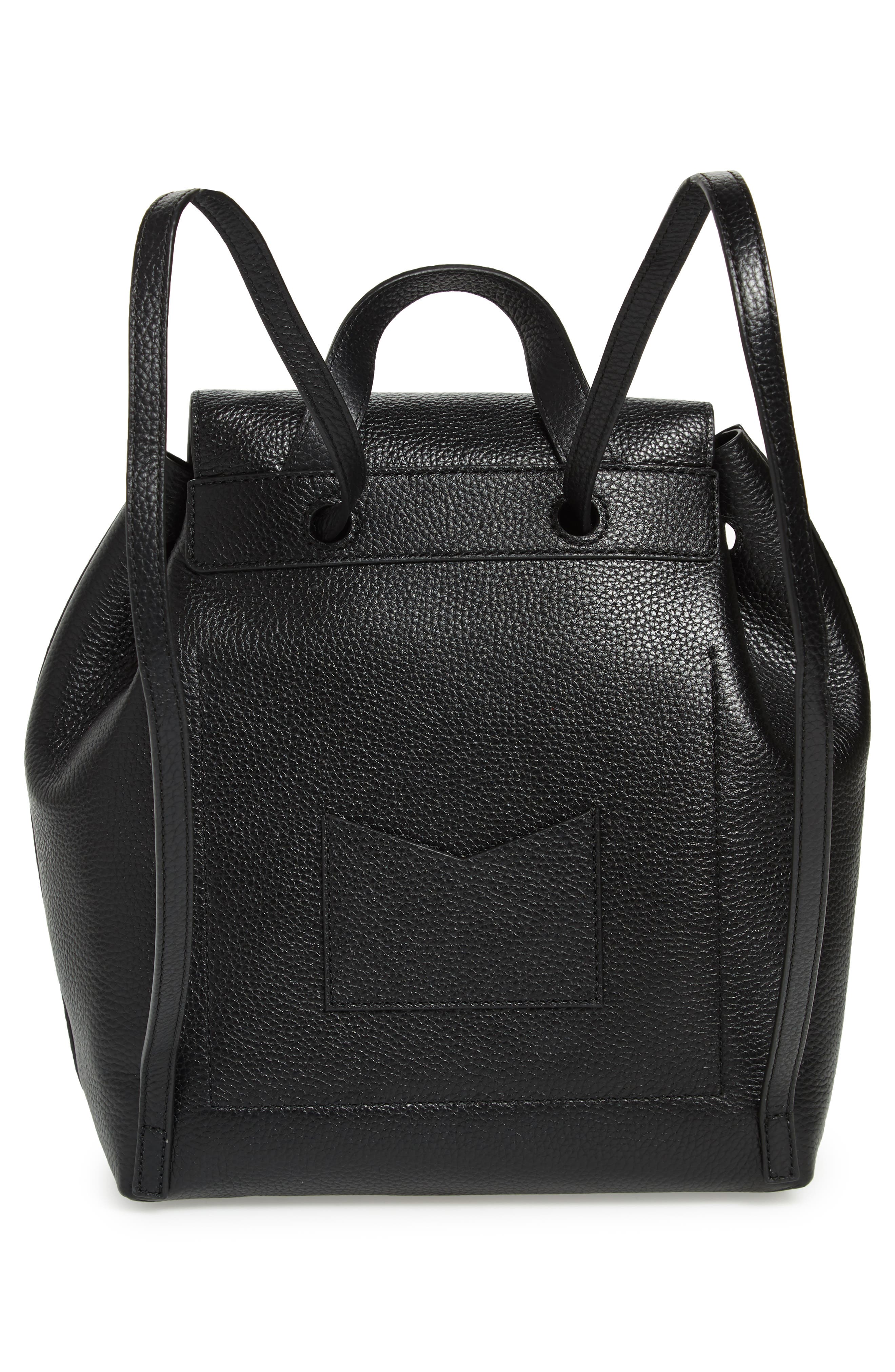 Medium Leather Backpack, Alternate, color, BLACK
