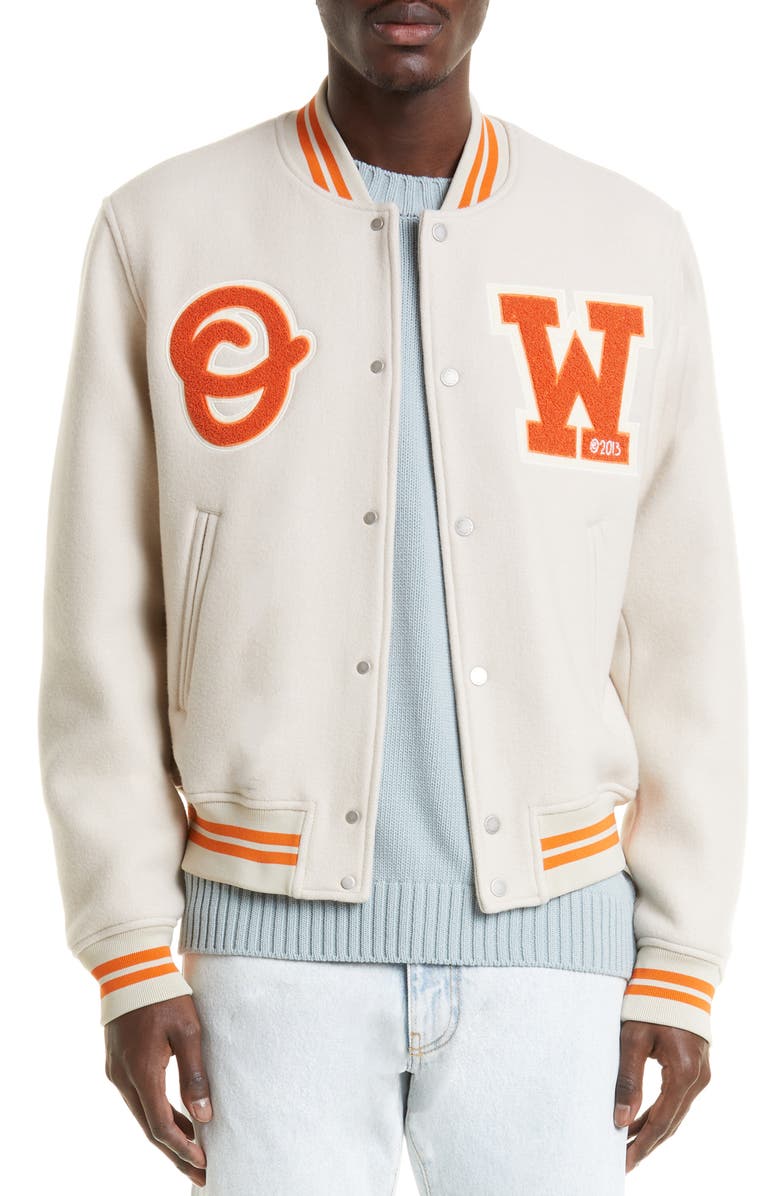 Off-White OW Patch Varsity Bomber Jacket, Main, color,