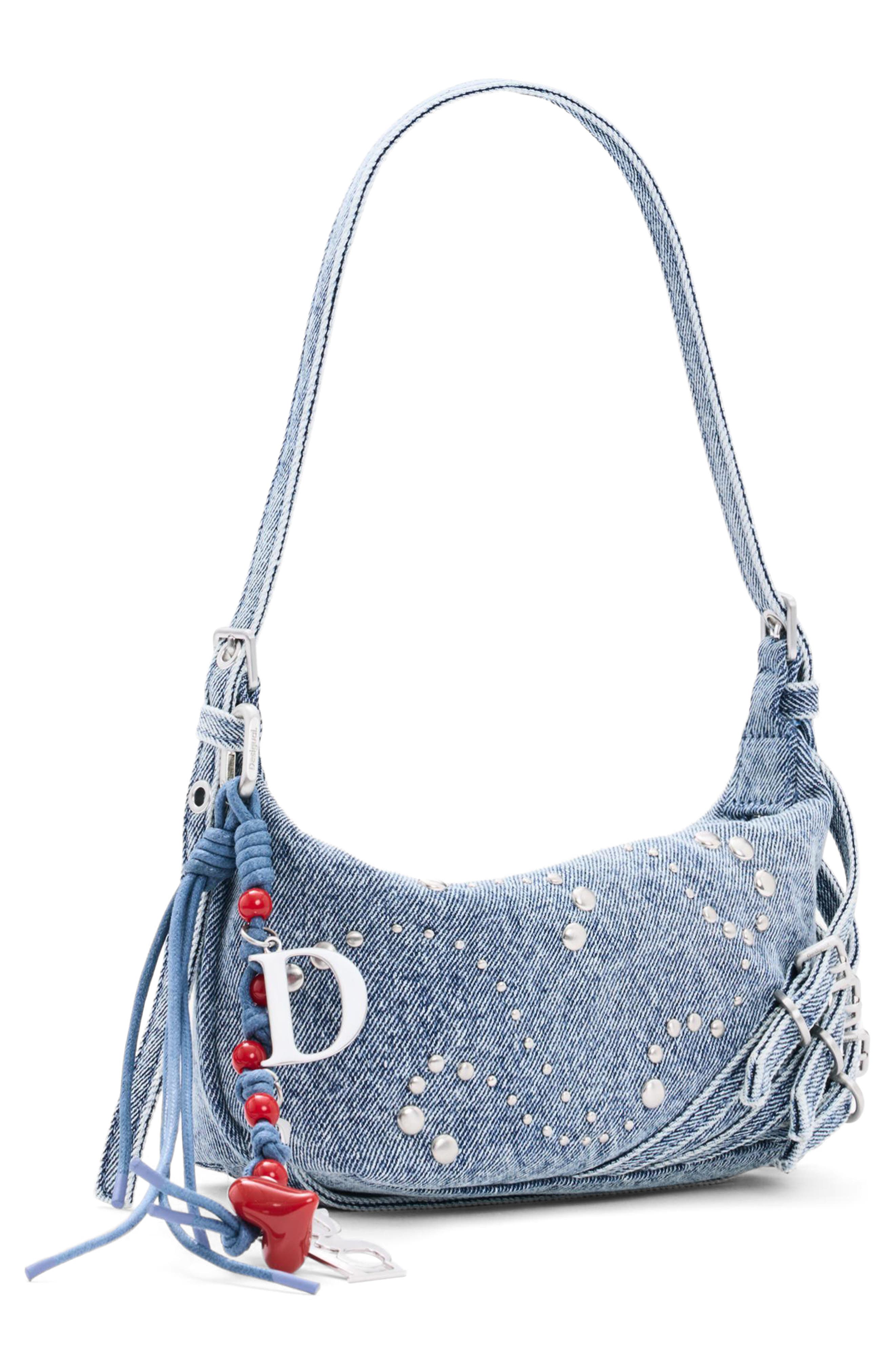 Small Denim Shoulder Bag, Alternate, color, LIGHT BLUE