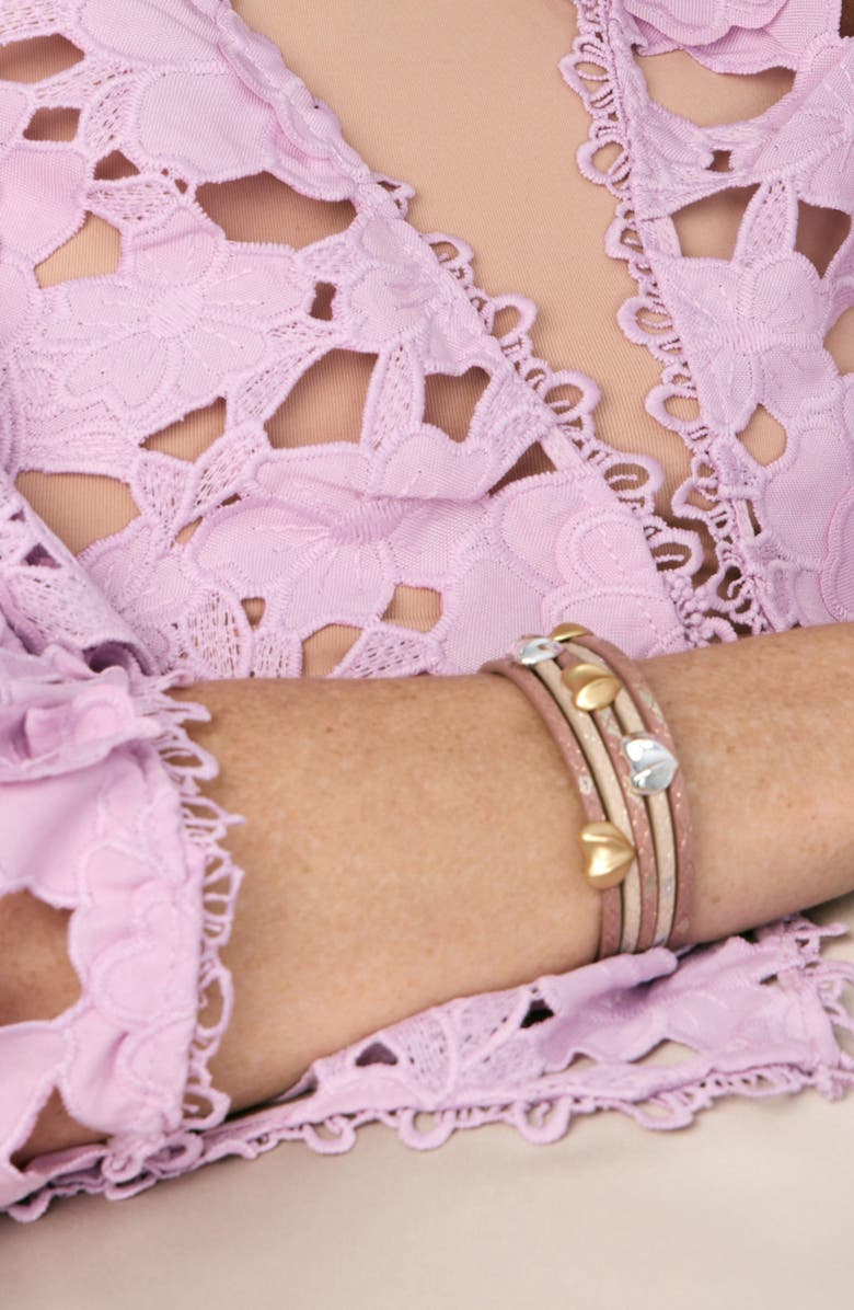 SAACHI Heart Leaf Multi Strand Bracelet, Alternate, color, Beige