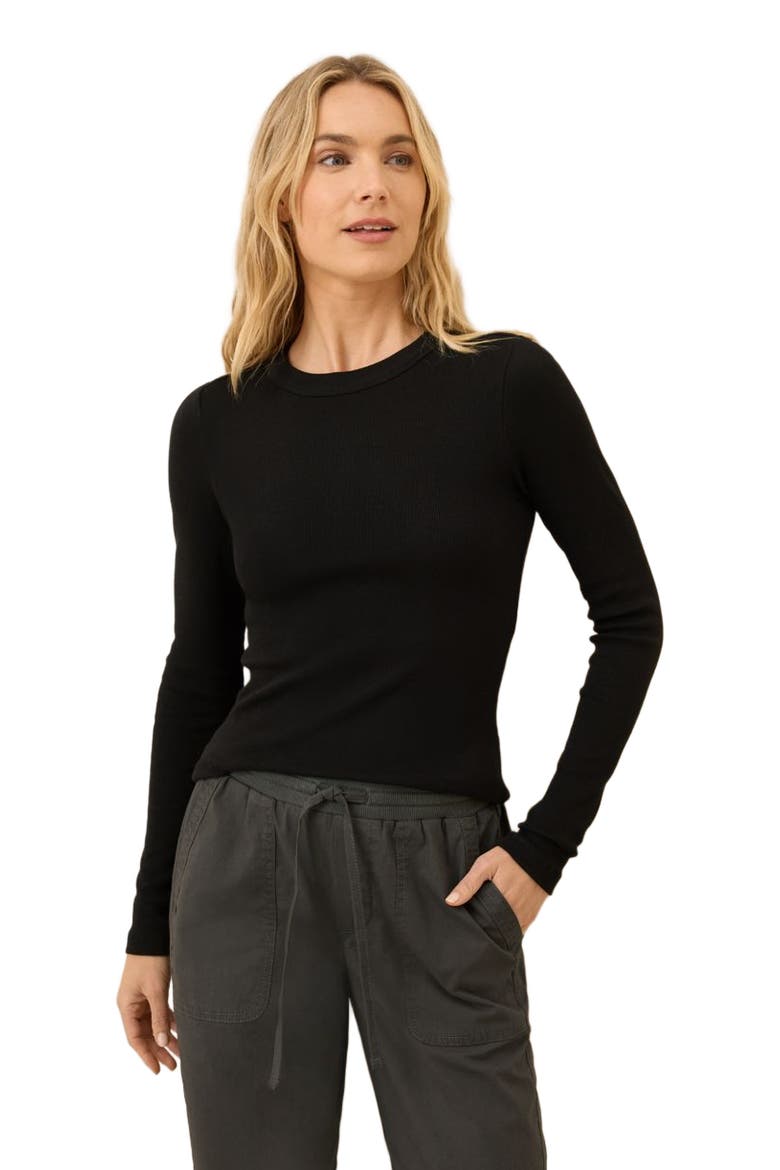 Perfect Rib Long Sleeve Tee, Alternate, color, Black