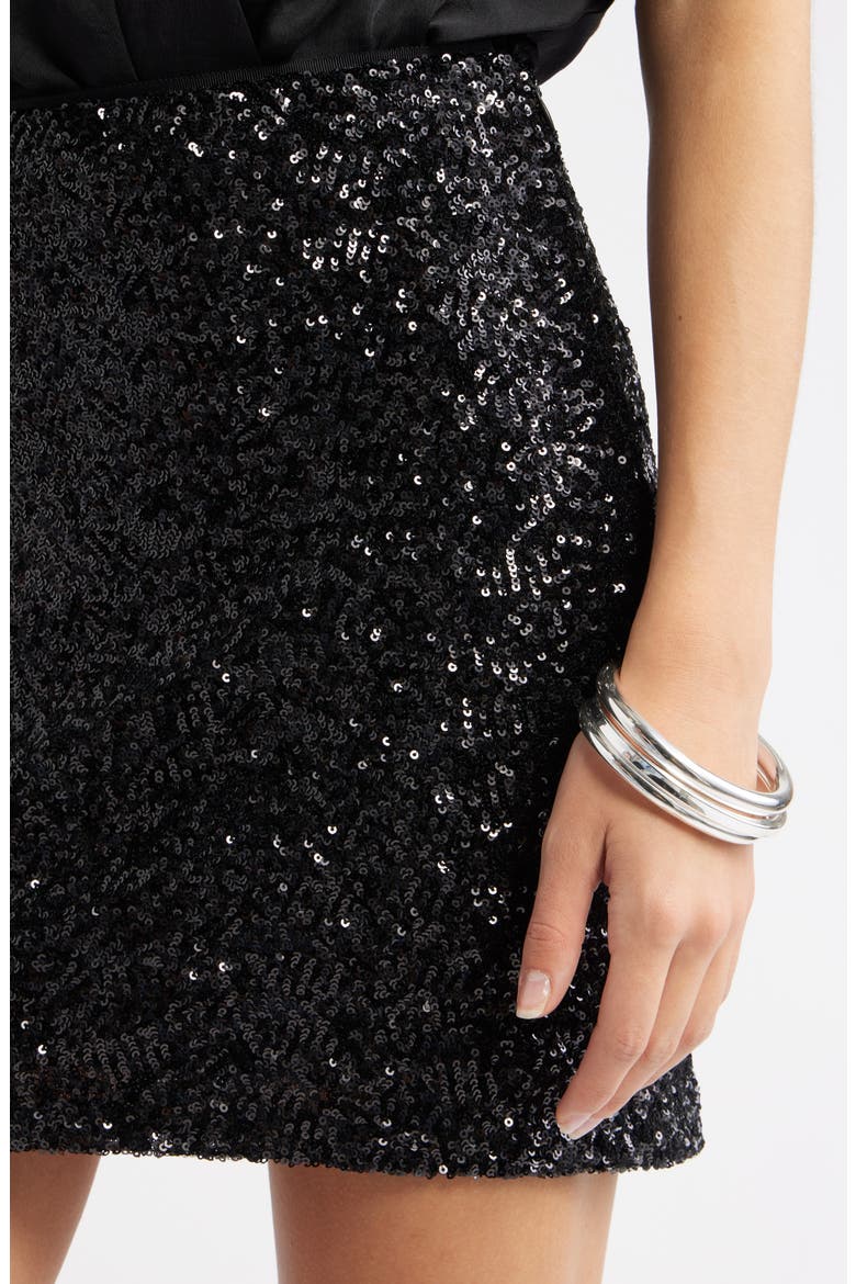 Sequin Miniskirt, Alternate, color, BLACK