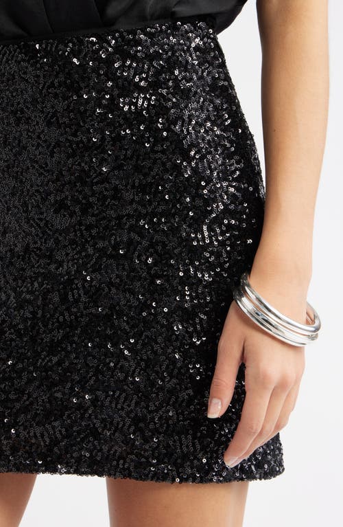 Open Edit Sequin Miniskirt In Black