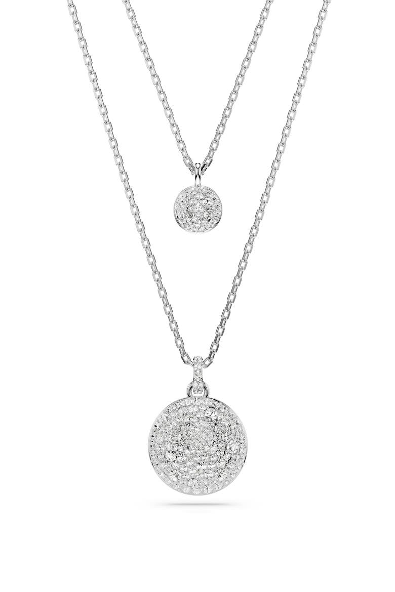 Sublima Crystal Pendant Layered Necklace, Main, color, CRYSTAL/ SILVER
