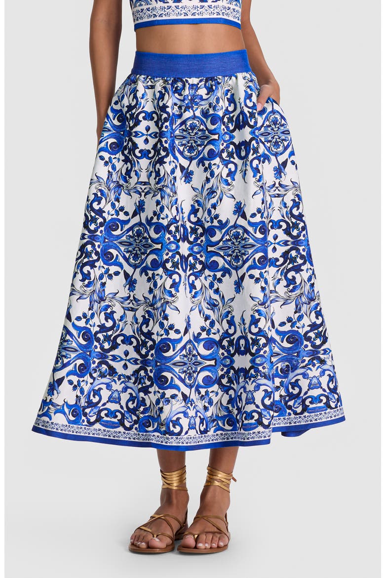 Earla High Waist Linen Blend Midi Skirt, Alternate, color, SOLSTICE