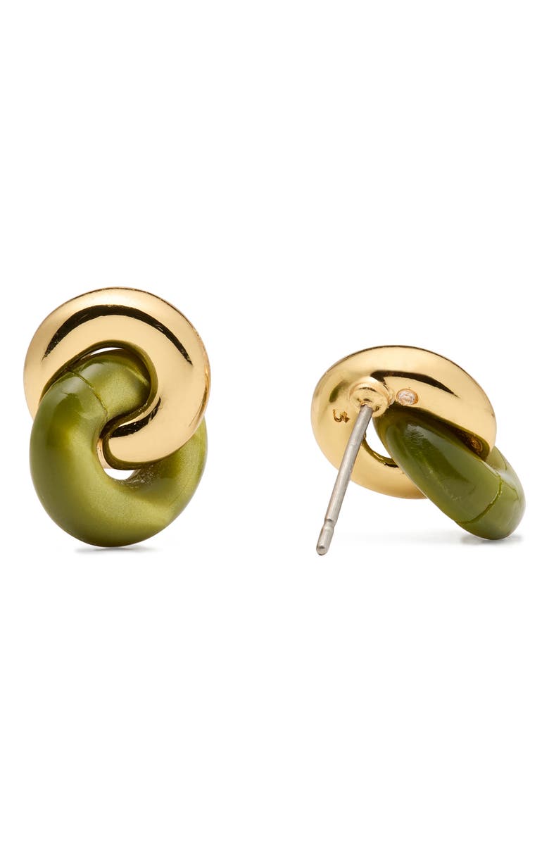 Kate Spade New York two-tone interlock drop earrings, Alternate, color, Light Green