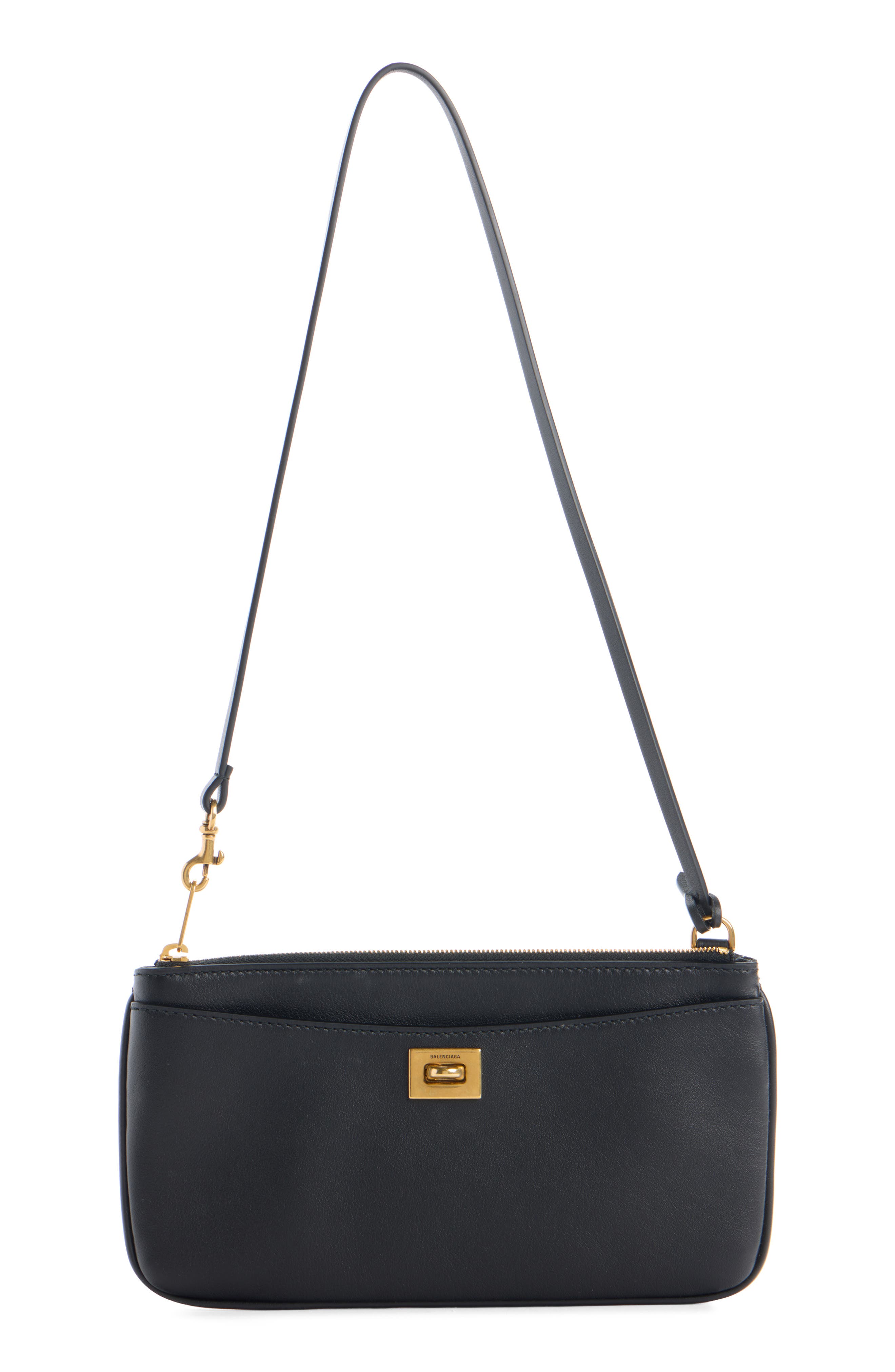 Balenciaga Rodeo Leather Shoulder Bag, Main, color, 1000 Black