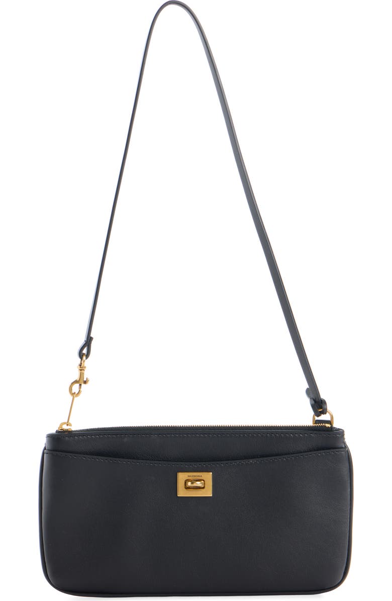 Balenciaga Rodeo Leather Shoulder Bag, Main, color, 1000 Black