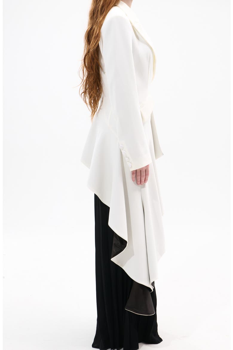 Asymmetric Statement Blazer, Alternate, color, WHITE BLACK