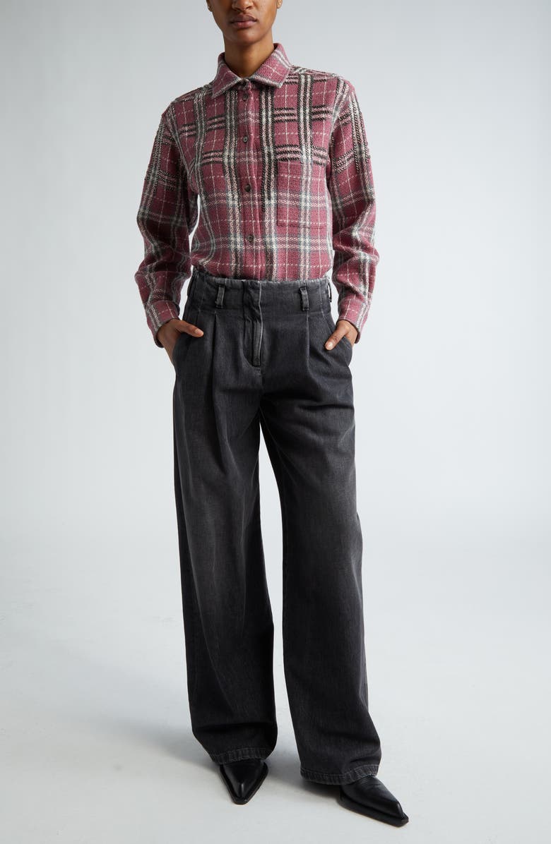 Golden Goose Journey Beaded Plaid Cotton Overshirt, Alternate, color, 