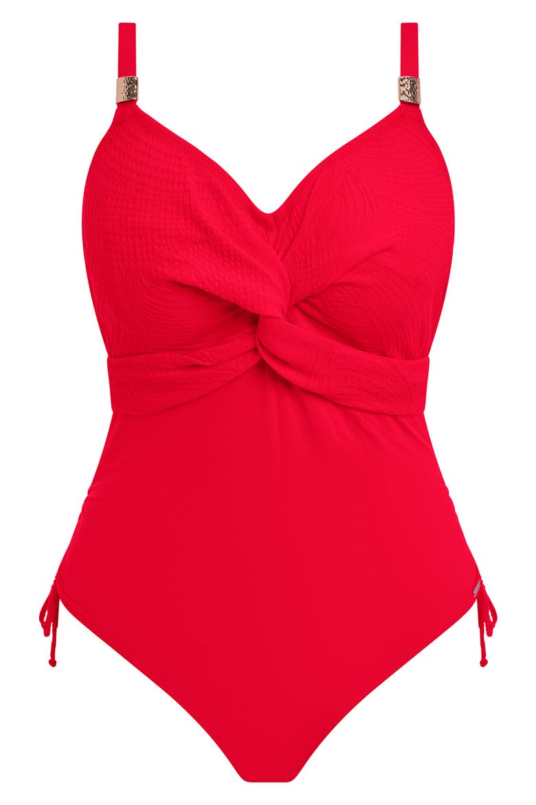 Ottawa Underwire Twist Front One-Piece Swimsuit, Alternate, color, RADIANT RED