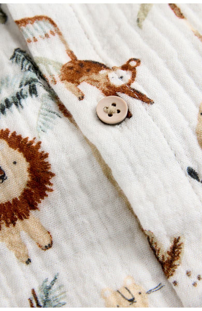NEXT Kids' Print Cotton Gauze Button-Up Shirt & Shorts Set, Alternate, color, Neutral