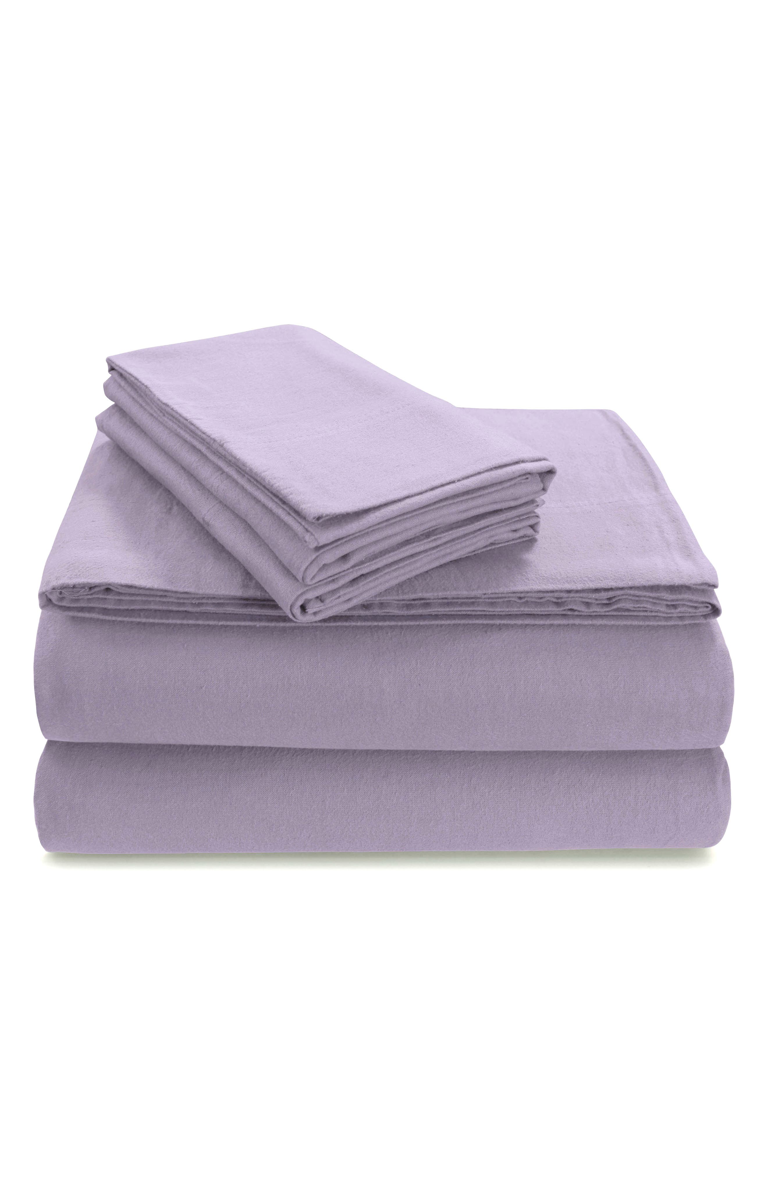 AZORES HOME Solid Cotton Flannel Sheet Set