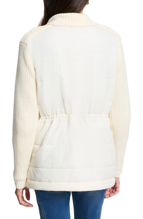 Nic + Zoe Nic+zoe Mixed Media Quilted Puffer Jacket In Classic Cream