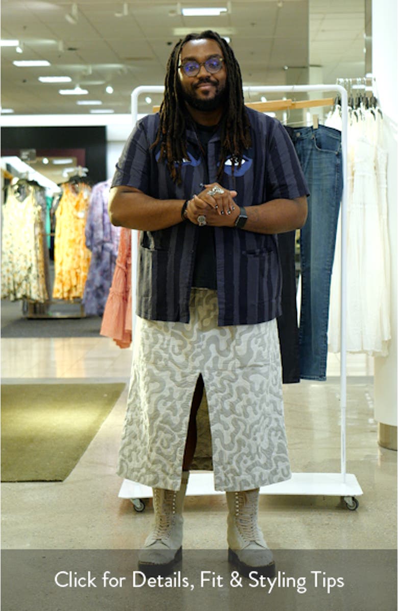 x KidSuper Stripe Cotton Seersucker Camp Shirt, sales video thumbnail