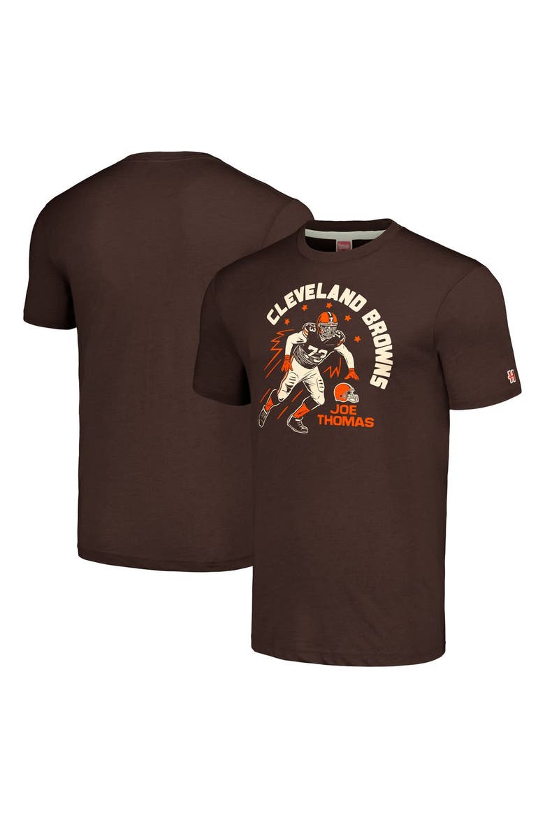 Men's Homage  Joe Thomas Heathered Brown Cleveland Browns  Caricature Retired Player Tri-Blend T-Shirt, Main, color, Brown