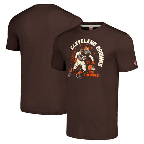 Men's Homage  Joe Thomas Heathered Brown Cleveland Browns  Caricature Retired Player Tri-Blend T-Shirt