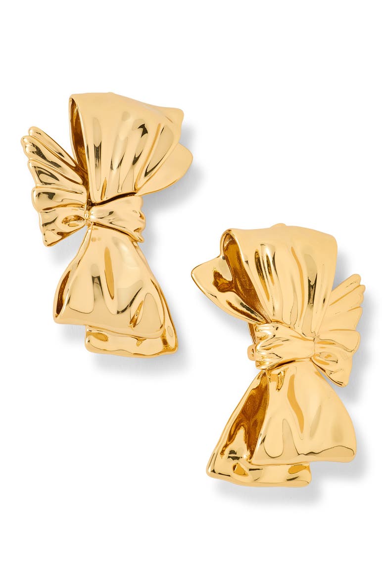 Small Bow Stud Earrings, Alternate, color, GOLD