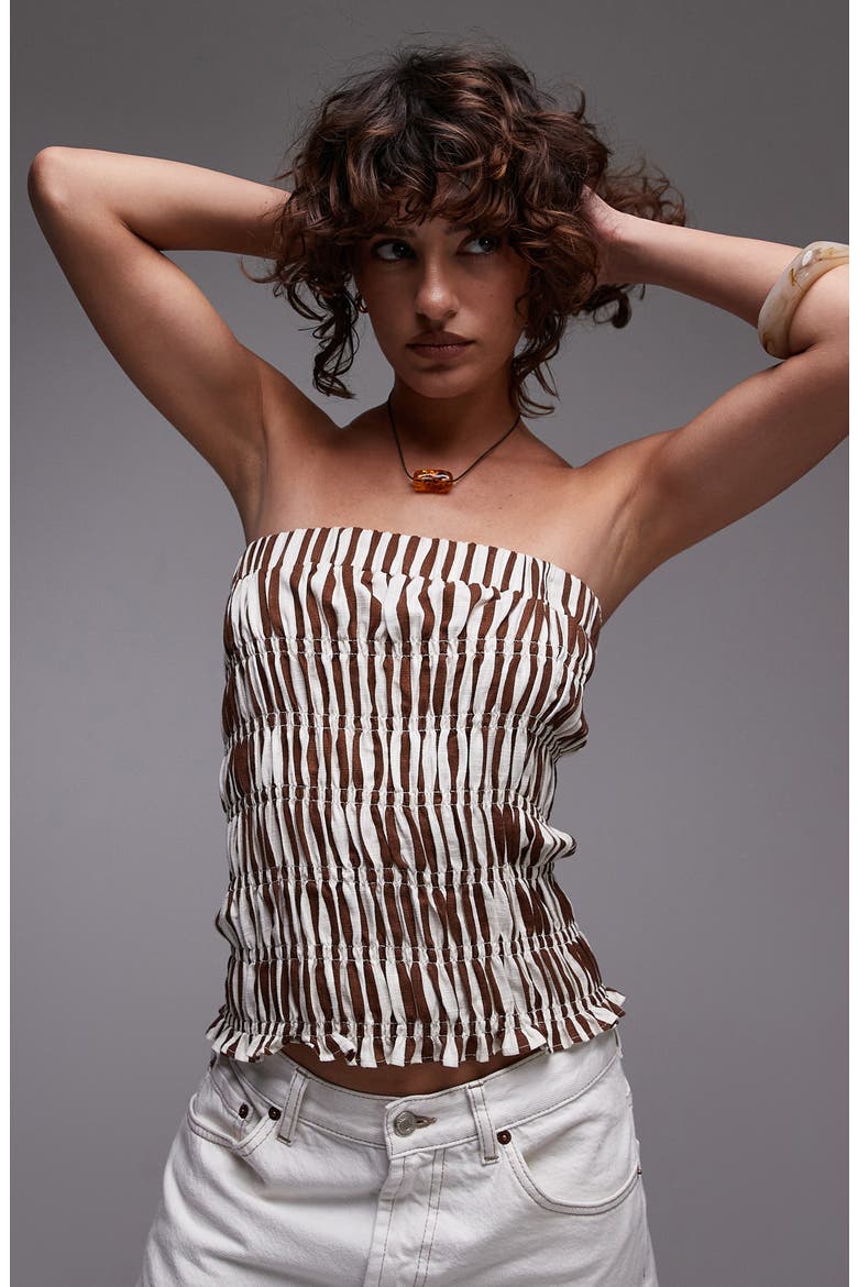 Shirred Strapless Top, Main, color, IVORY