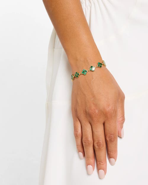 Jan Leslie Sterling With 18k Gold Overlay And Gemstones All Over Petal Bracelet In Green