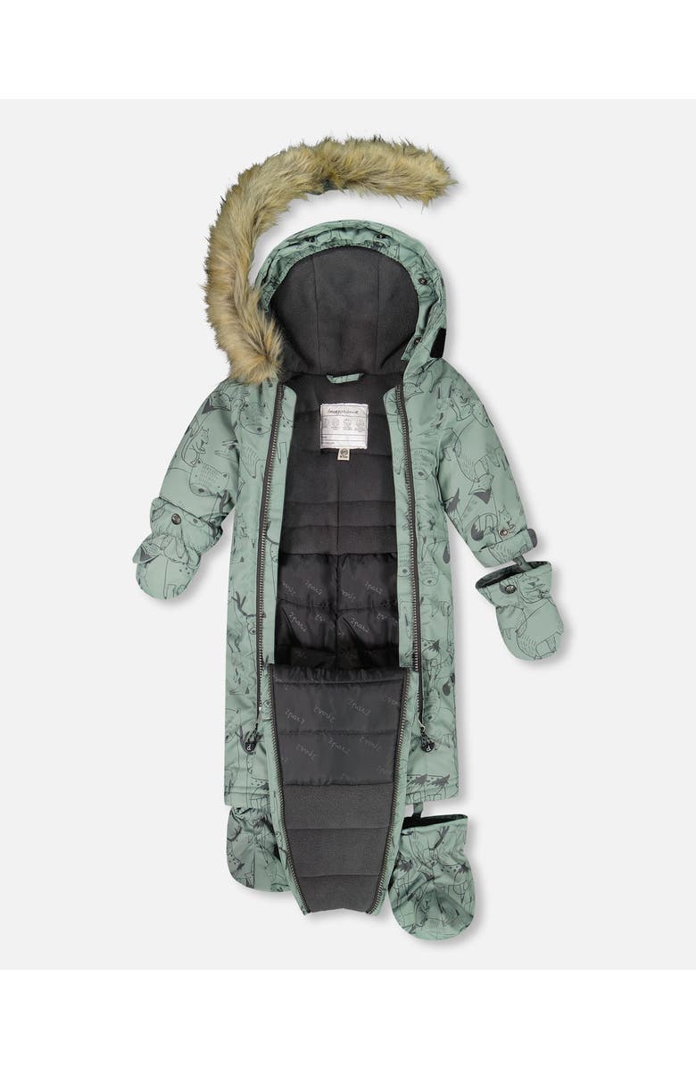 Deux par Deux One-Piece Play Snowsuit Designed for Car Seat Animal, Alternate, color, Sage