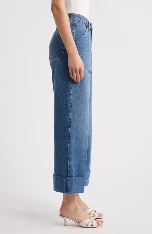 Shop Frame The Utility Cuff Wide Leg Jeans
