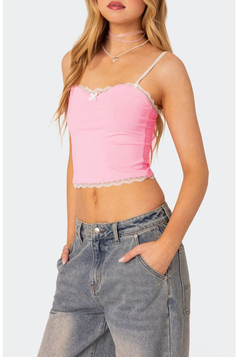 Alara Lace Trim Crop Camisole, Alternate, color, PINK