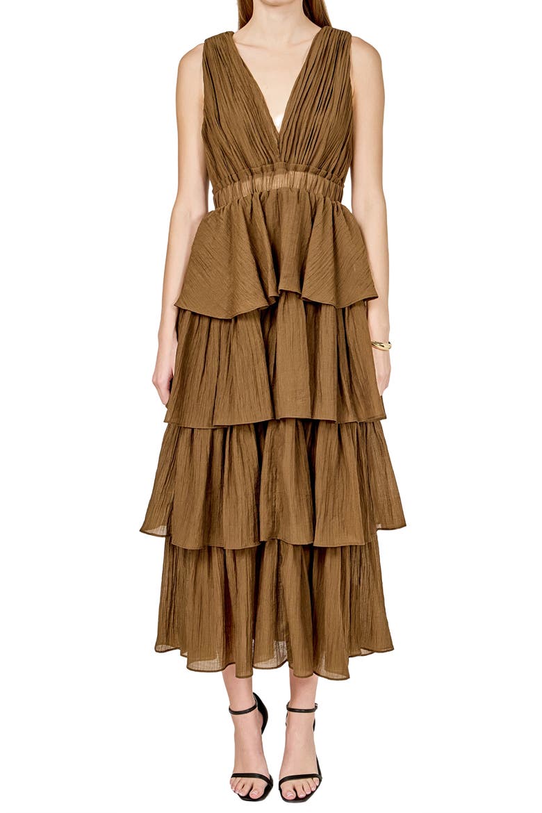 Tiered Maxi Dress, Main, color, CHOCOLATE