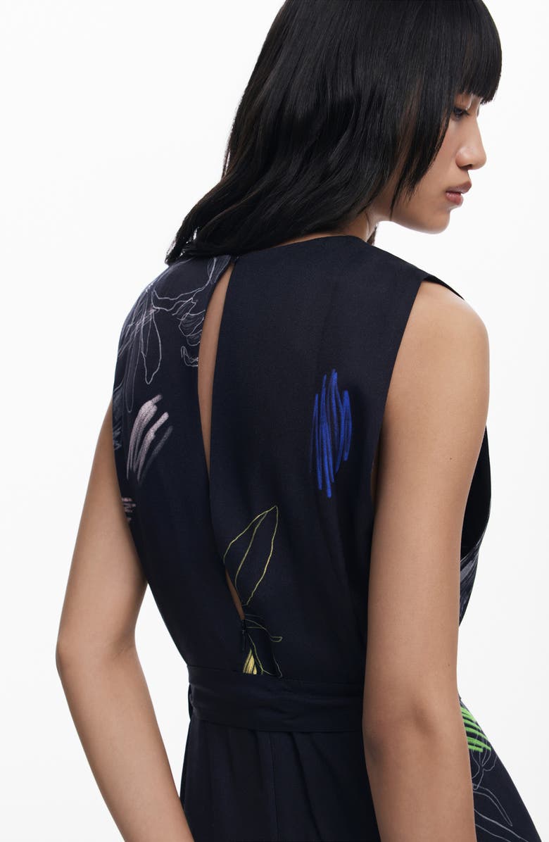 Desigual Print Wide Leg Jumpsuit, Alternate, color, Black