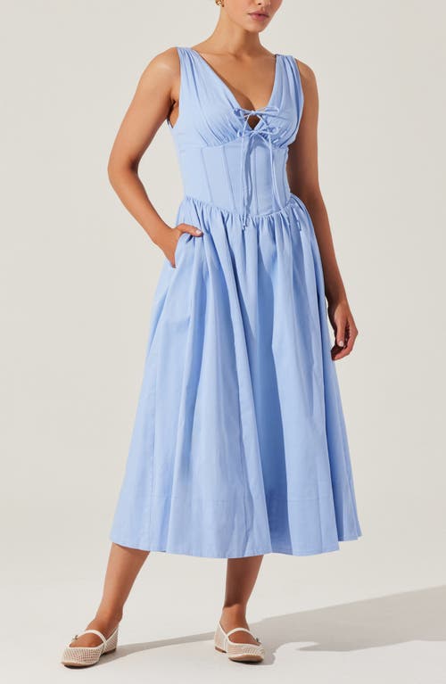 Astr The Label Maili Sleeveless A-line Dress In Blue