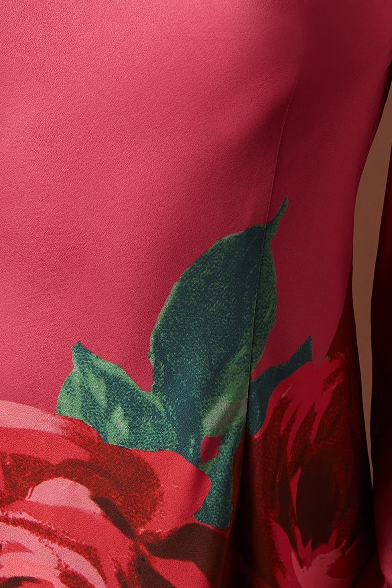 Premium Satin Placement Print Maxi Dress, Alternate, color, Pink