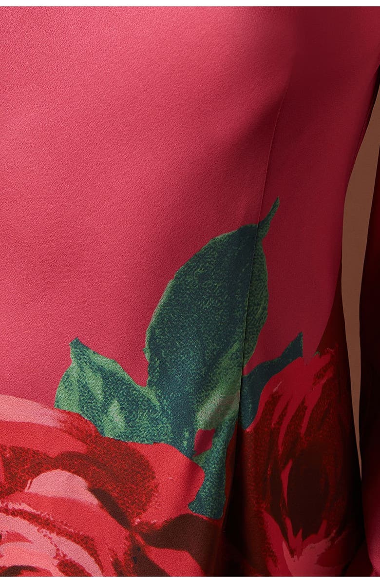 Oasis Premium Satin Placement Print Maxi Dress, Alternate, color, Pink