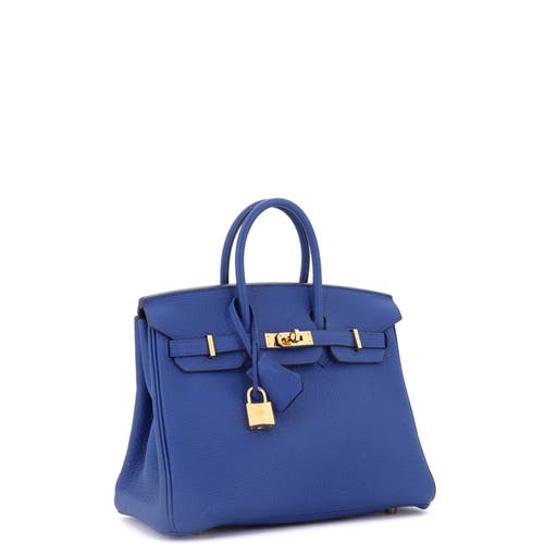Pre-owned Hermes Hermes Birkin Handbag Blue Togo With Gold Hardware 25 In Blue