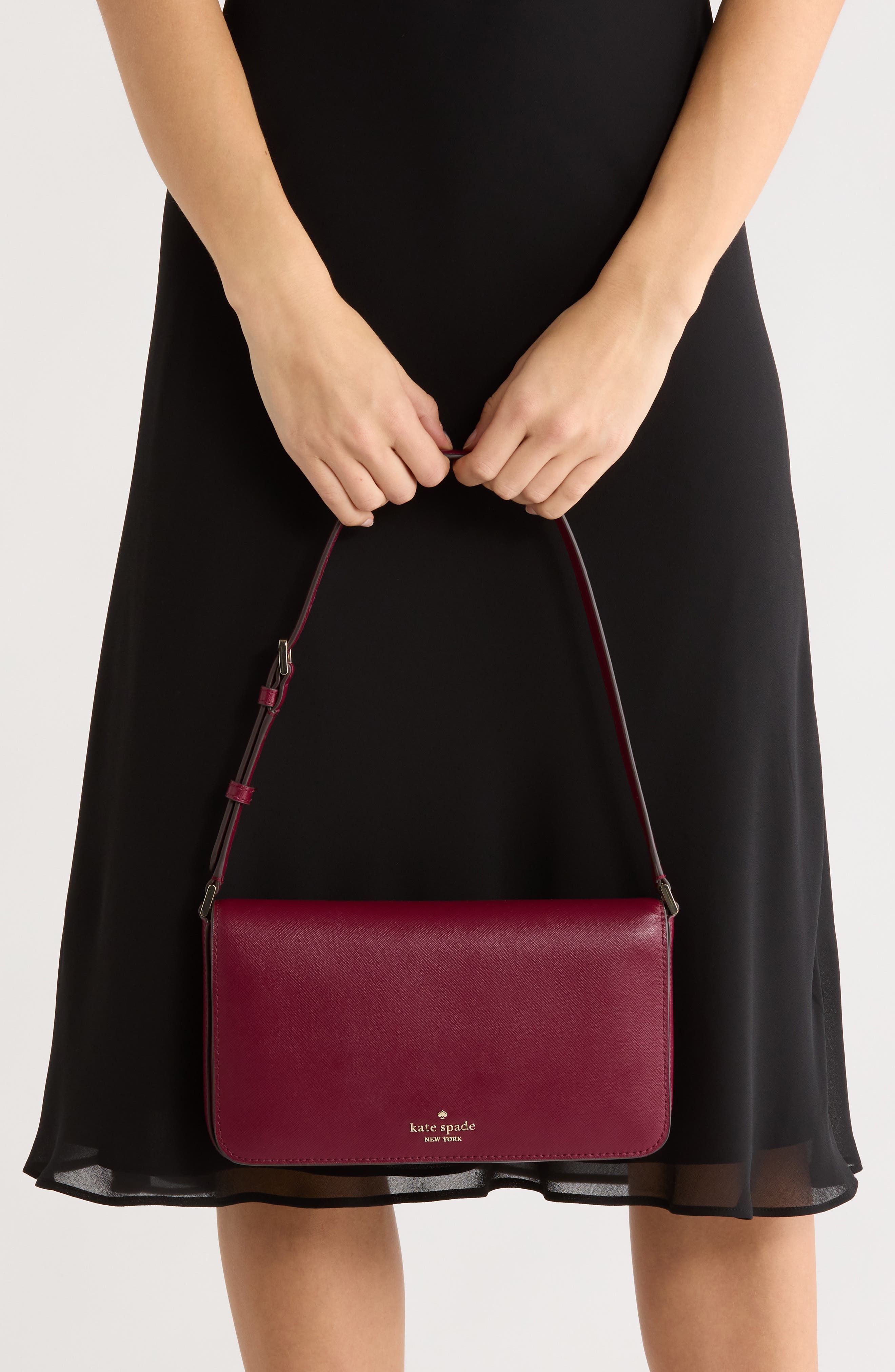 staci saffiano leather shoulder bag, Alternate, color, BLACKBERRY PRESERVES