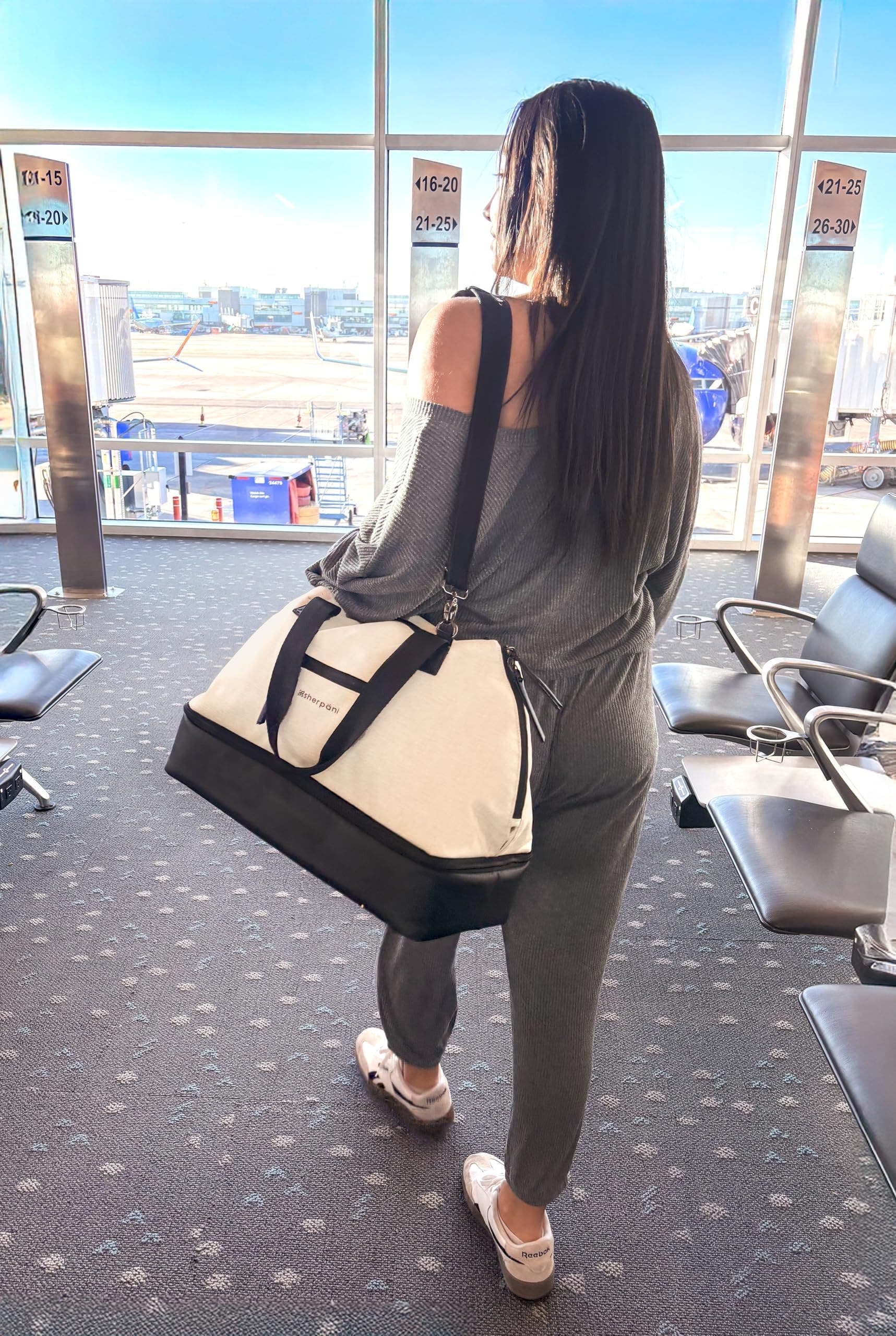 Sherpani Boston Anti Theft Travel Tote Bag with Removable Shoe Compartment, Alternate, color, Straw - Pro