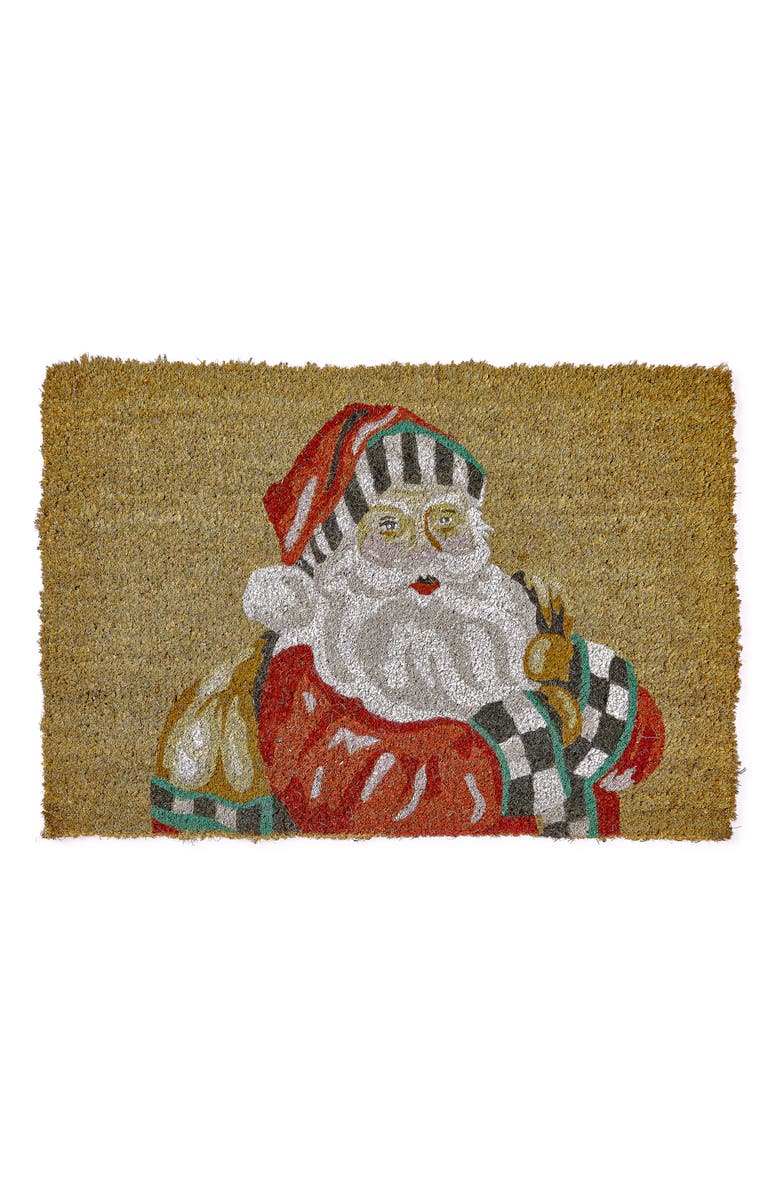 MACKENZIE CHILDS Santa with Presents Doormat, Main, color, Brown