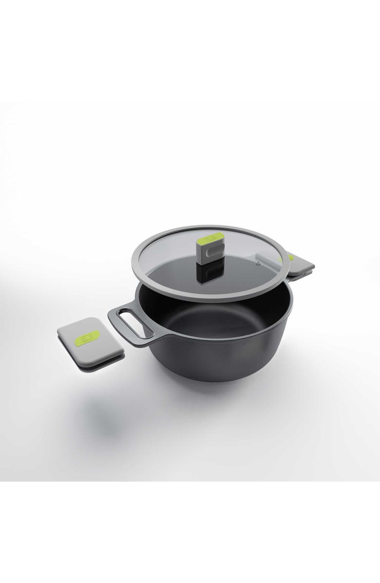 BRA Cookware Life Ceramic Nonstick Stock Pot w/Glass Lid | 9.5 Inch 4.2 Quart, Alternate, color, Black