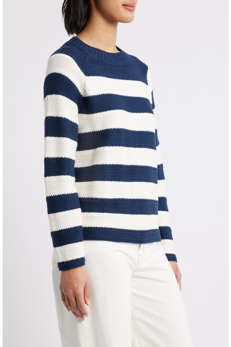 Stripe Lightweight Mix Stitch Sweater, Alternate, color, NAVY STILL- IVORY STRIPE