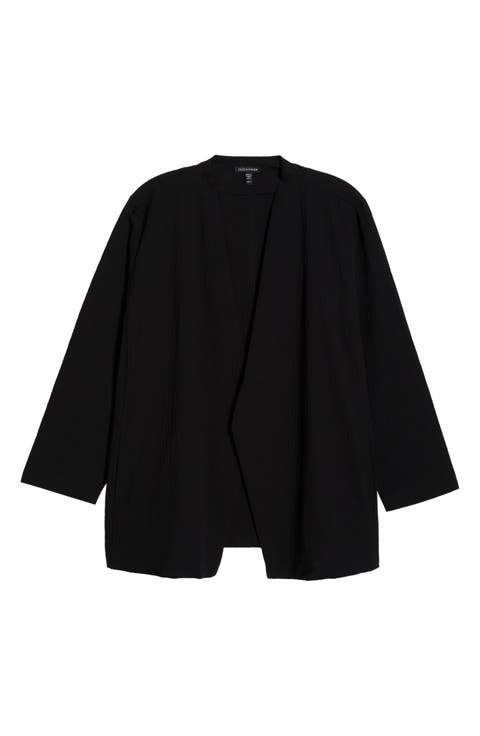 Open Front Stretch Cotton Jacket (Plus)