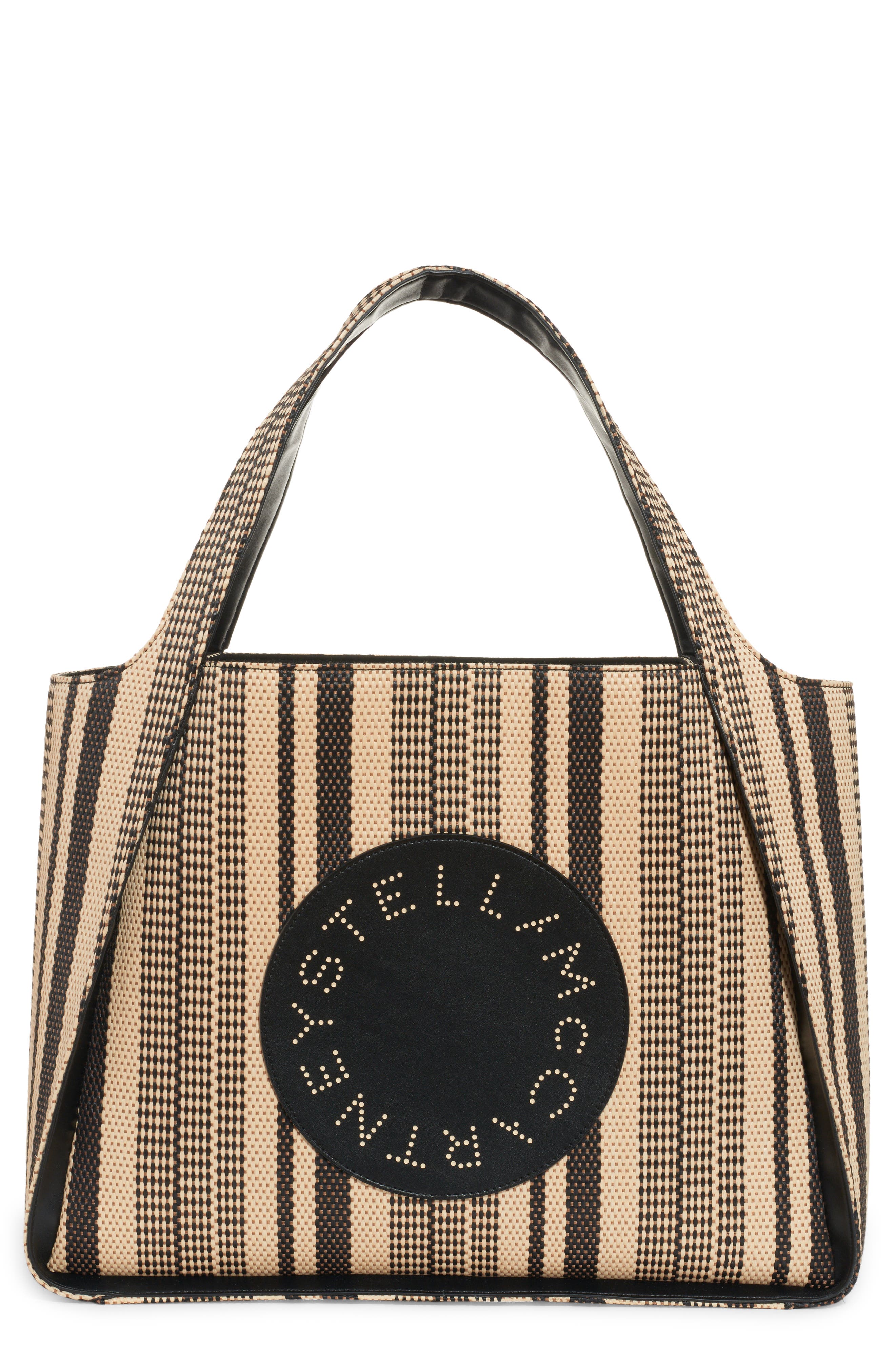 Stella McCartney Stella Logo Stripe Woven Tote, Main, color, 