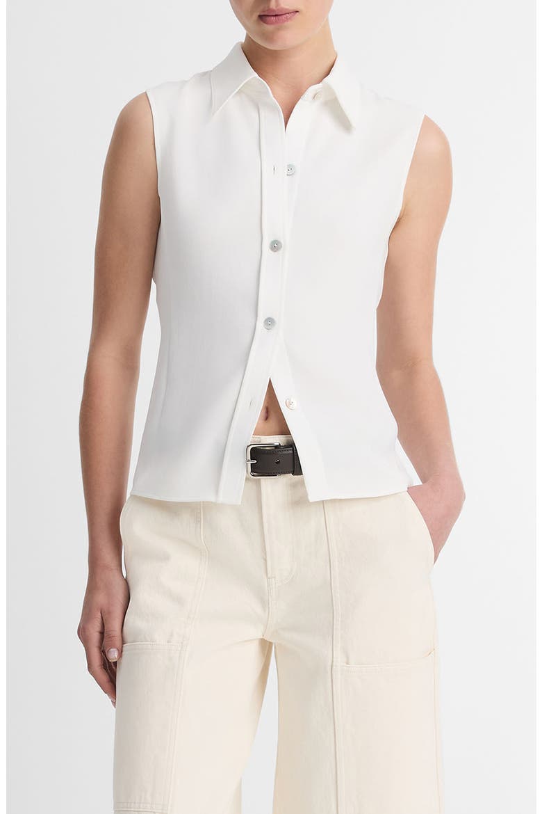 Sleeveless Button-Up Shirt, Main, color, OFF WHITE
