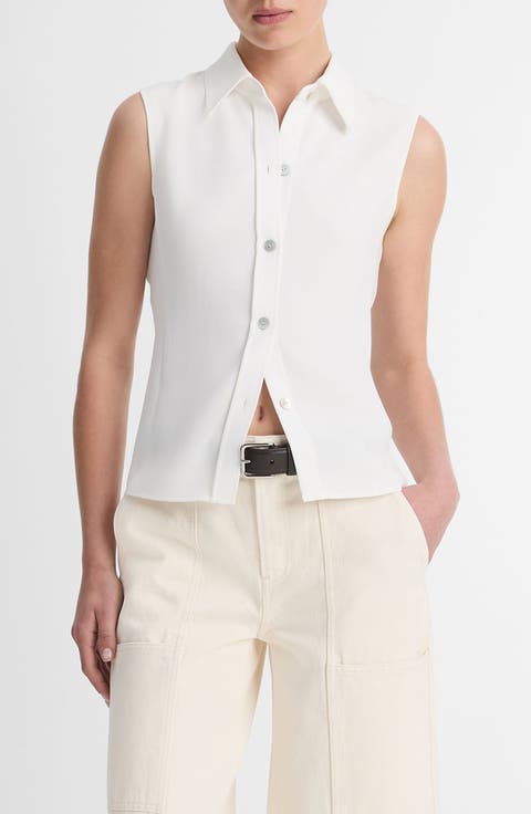 Sleeveless Button-Up Shirt