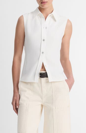 Vince Sleeveless Button-Up Shirt in Off White at Nordstrom Rack, Size X-Small