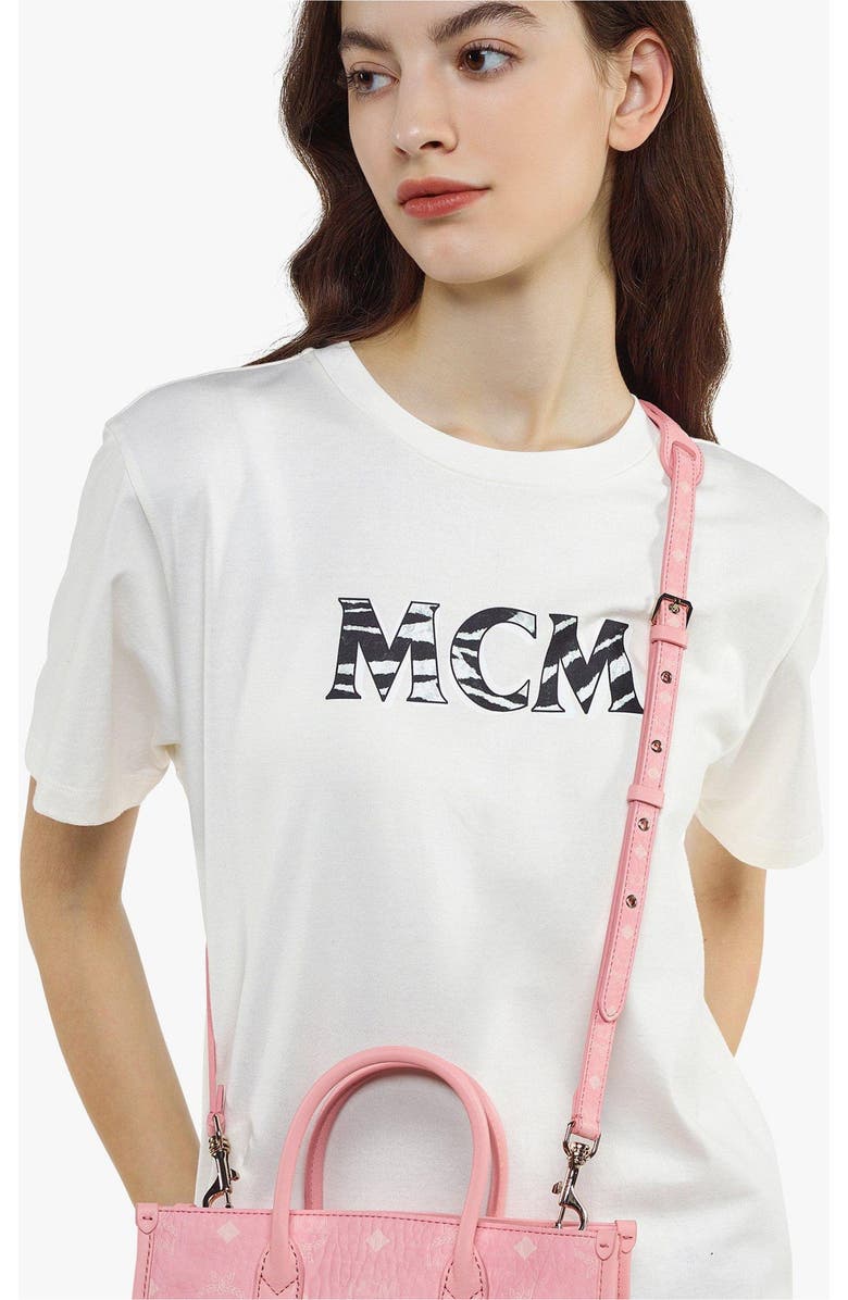 MCM Aren Buckle Strap in Visetos, Alternate, color, Blossom Pink Visetos