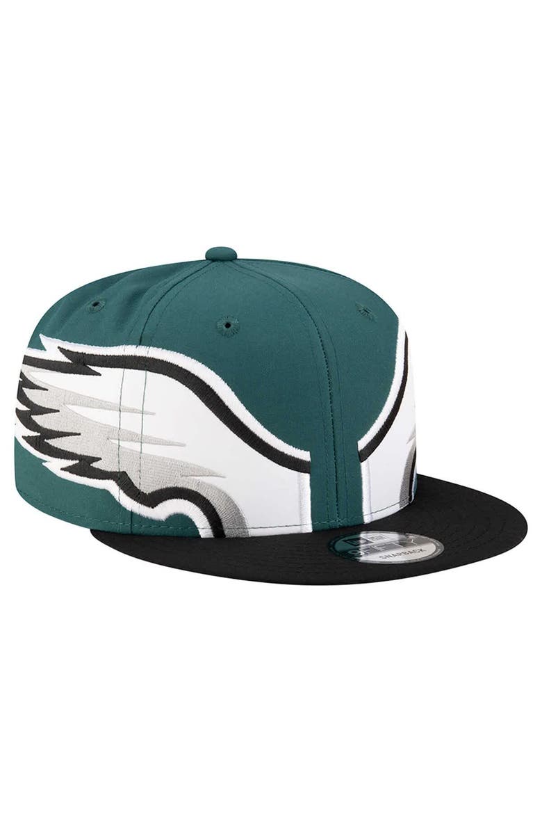 New Era Men's New Era Midnight Green Philadelphia Eagles Helmet 9FIFTY Snapback Hat, Alternate, color, Green