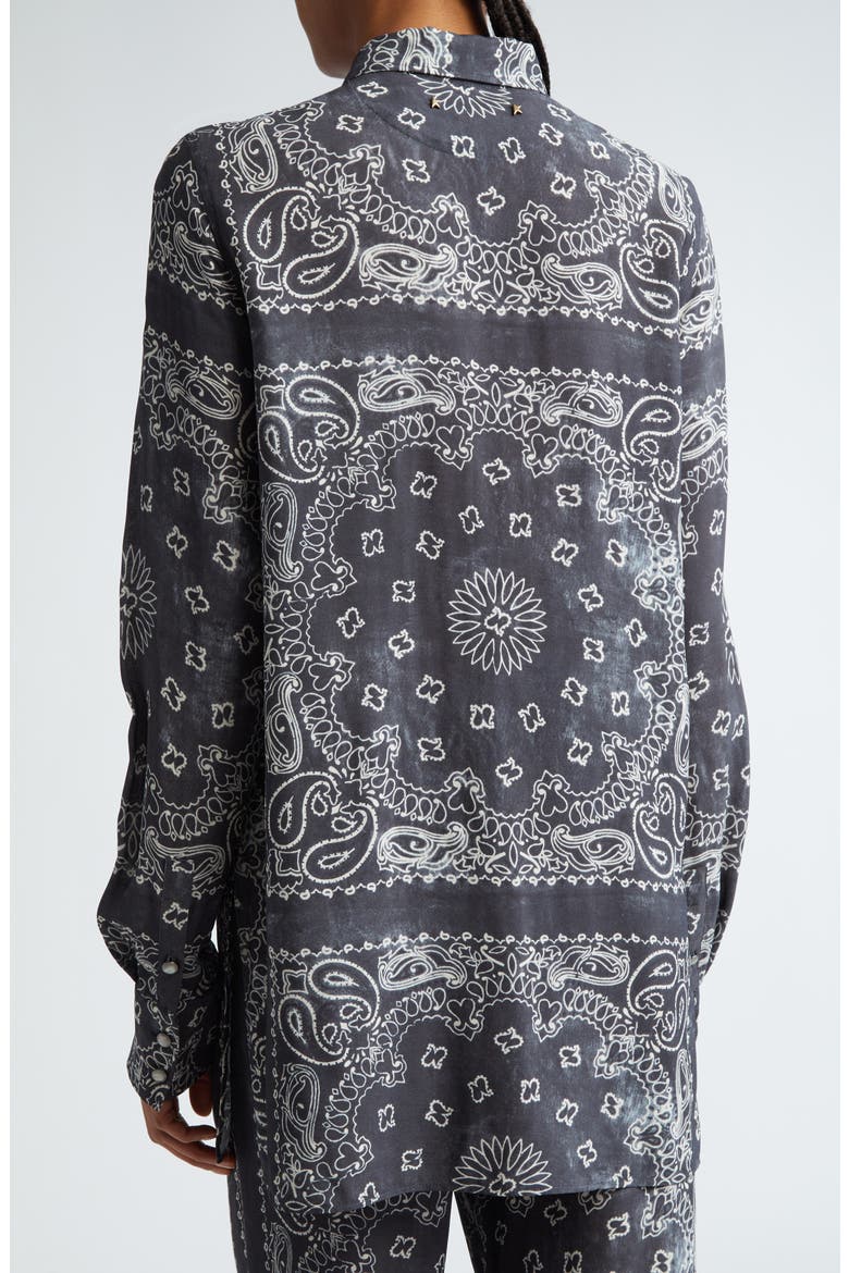 Paisley Print Oversize Button-Up Pajama Shirt, Alternate, color, ANTHRACITE