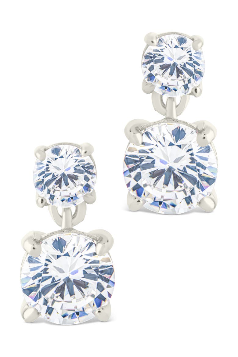 Galatea Brilliant Cubic Zirconia Drop Earrings, Alternate, color, SILVER