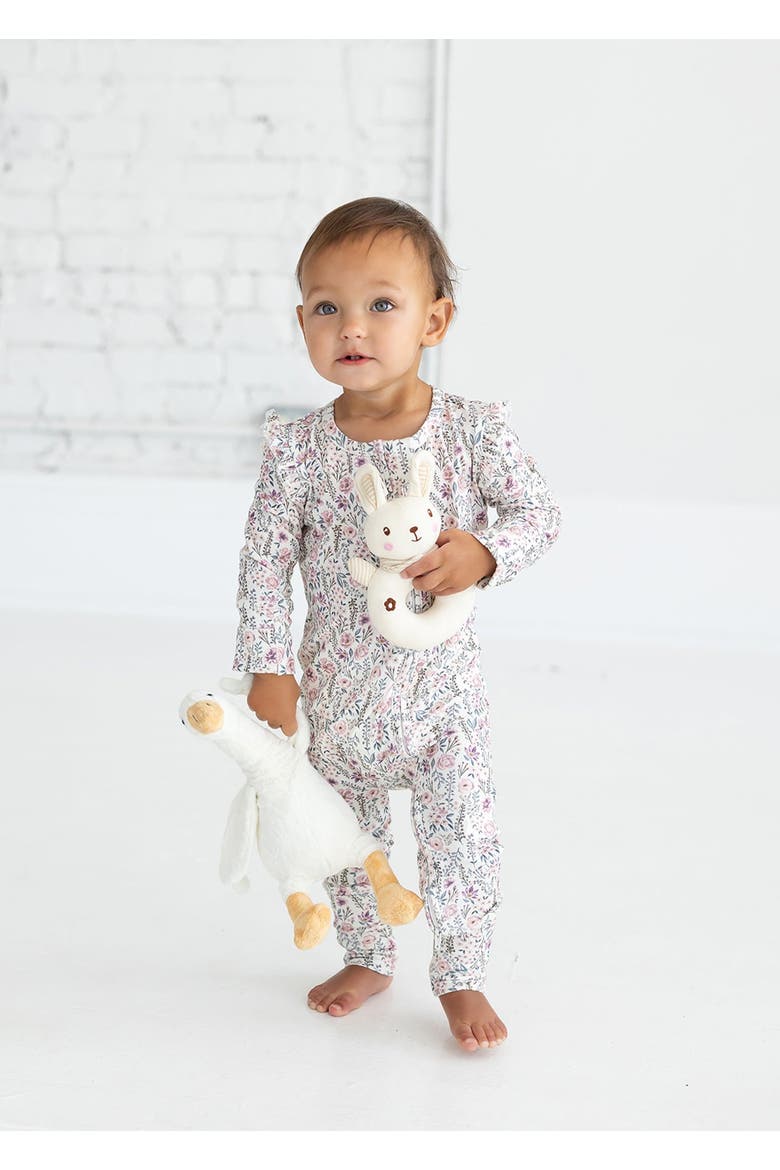 Whimsical Wildflower Convertible Romper Floral Print with Matching Headband, Main, color, Purple